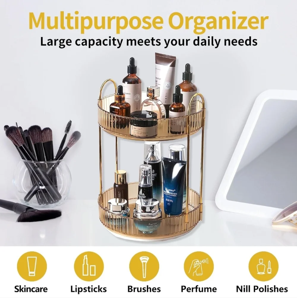360 2 Tier Rotating Makeup Shelving (NWT)